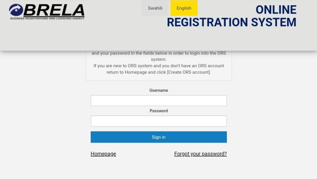 BRELA online registration System 